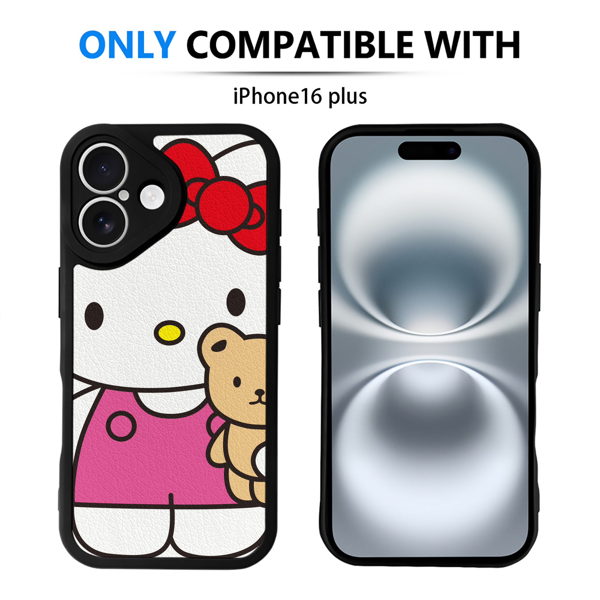 （画像用） Hello Kitty ハローキティ 【iPhone 16シリーズ対応】シリコンスマホケース（レザー調） 材質：シリコン
